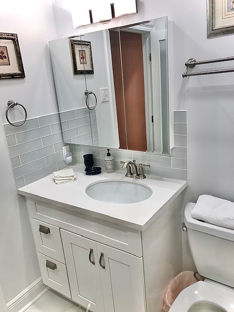 Renovated full master in suite bathroom with a great shower