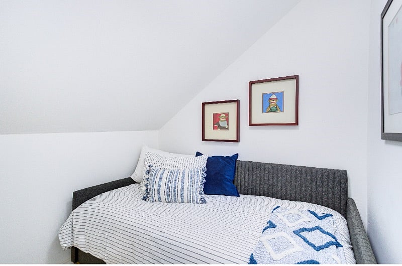 "Mini bedroom" upstairs with privacy door, but no closet.