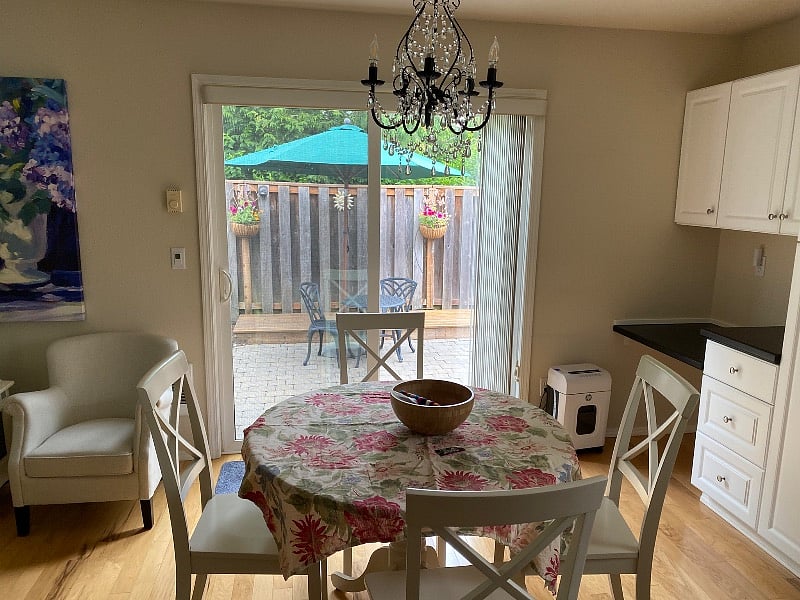 Dining table and patio view