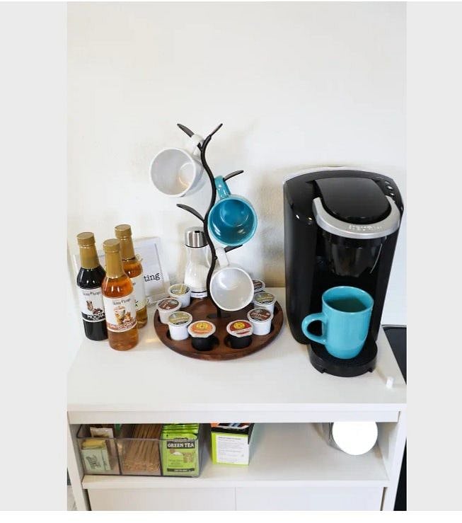 Keurig Coffee Maker, Drip coffee under cabinet.