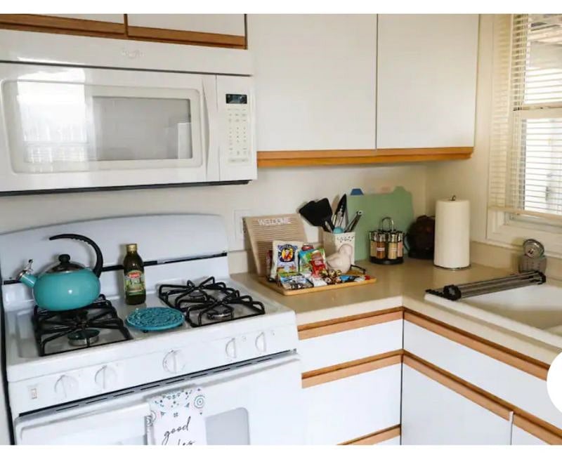 Full Size stove with microwave.