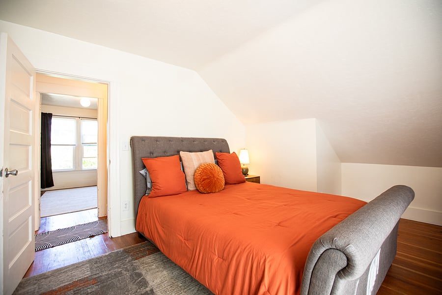 Rest well on a queen size memory foam mattress in a private east facing bedroom,