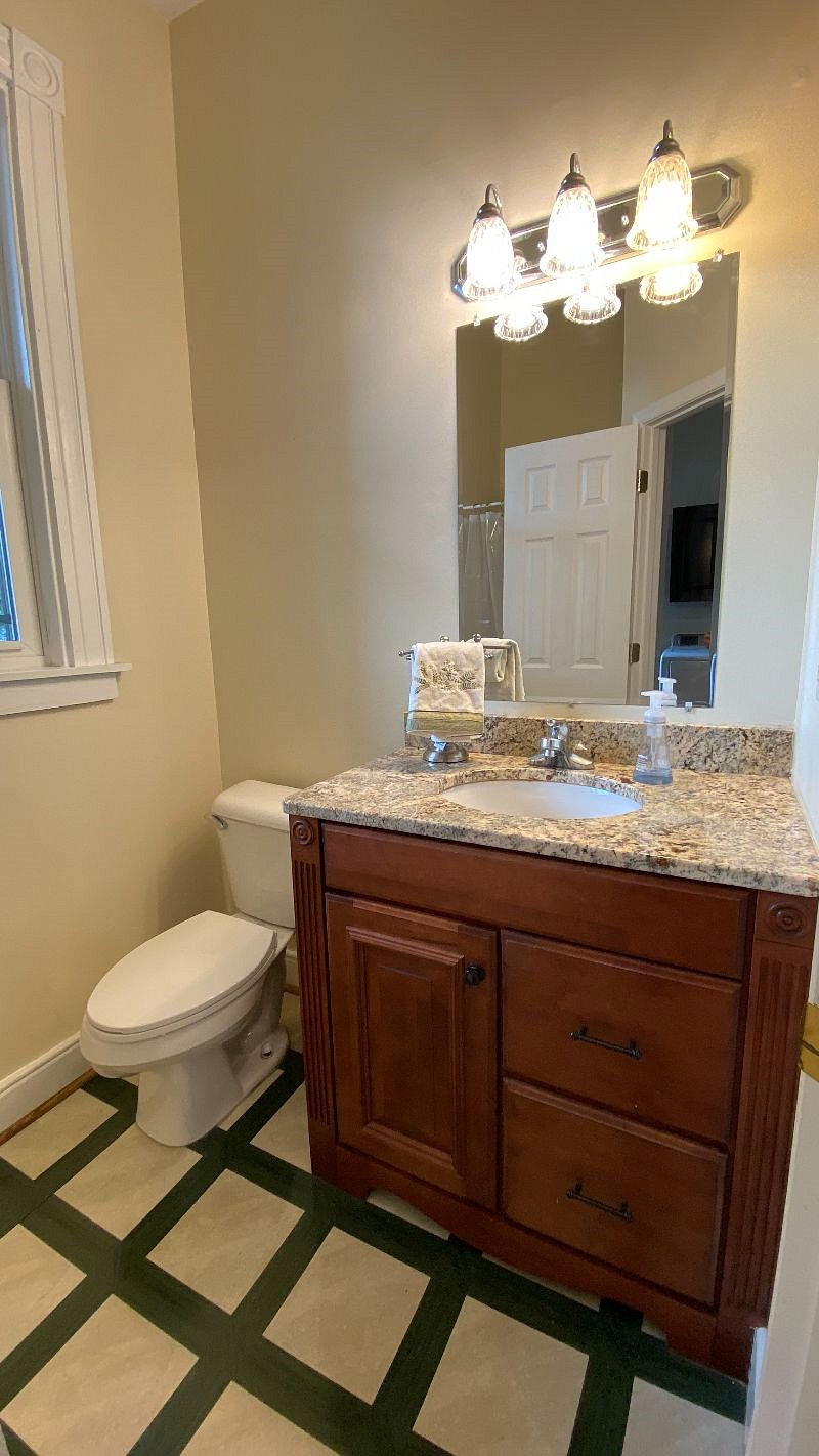 Downstairs bathroom with shower. 