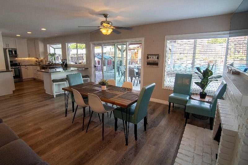 Dining room seats 6-8 with windows galore