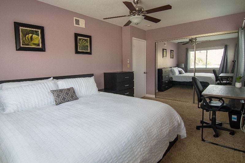 Upstairs #2 King bedroom with large mirrored closet and plenty of drawer storage