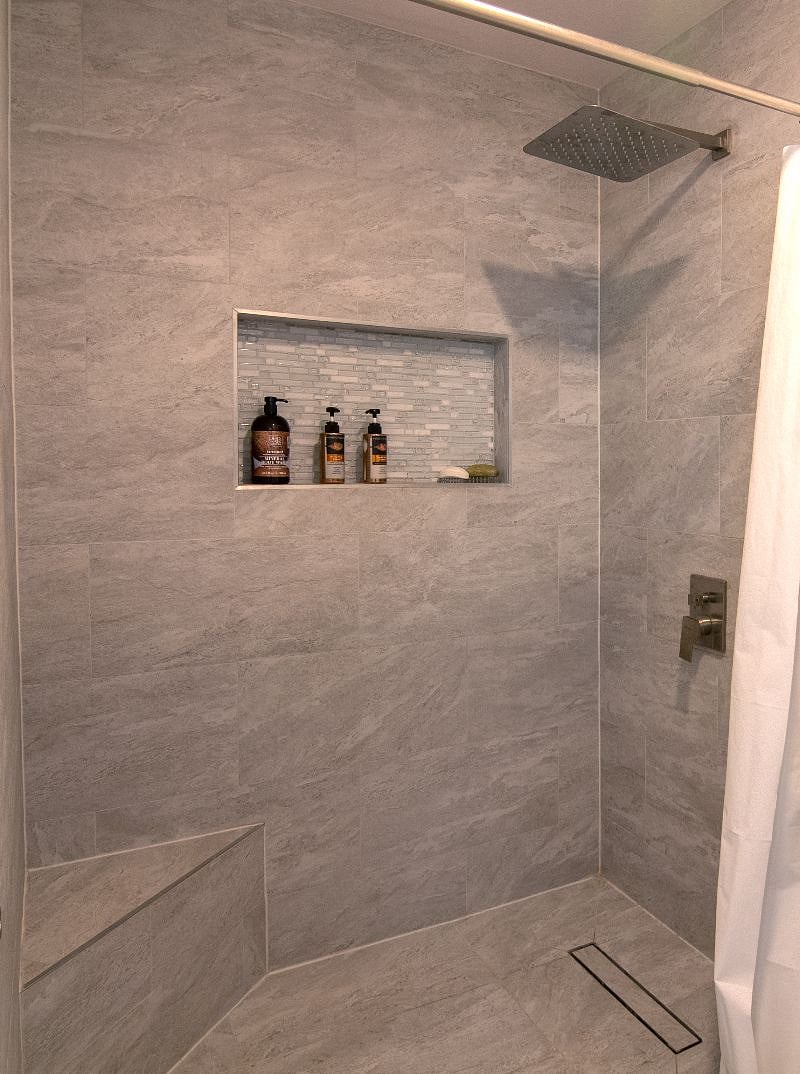 Custom tile huge walk-in master shower