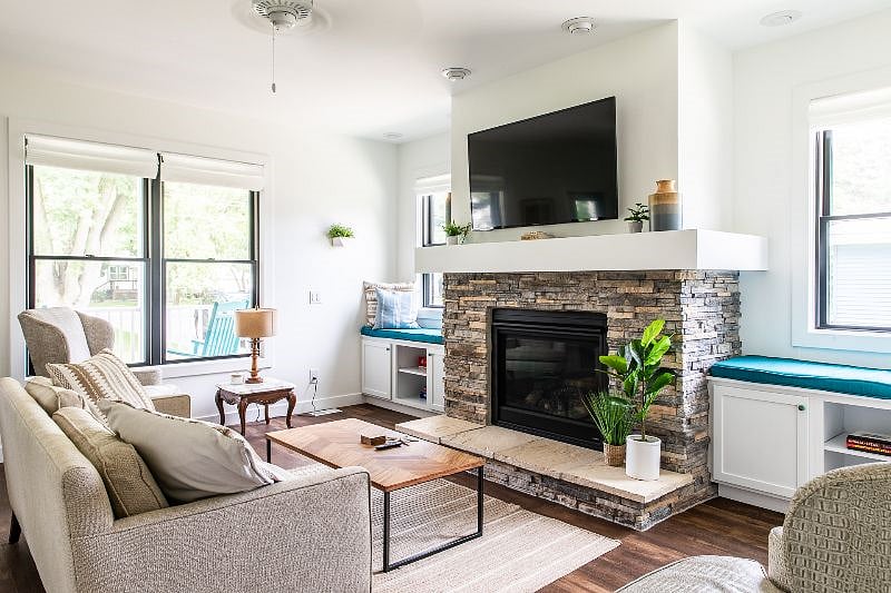 Cozy up after a day of activities by the gas burning fireplace!