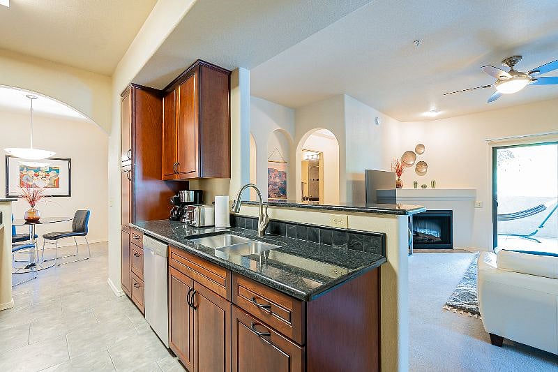 Kitchen to Dining Room and Living Room