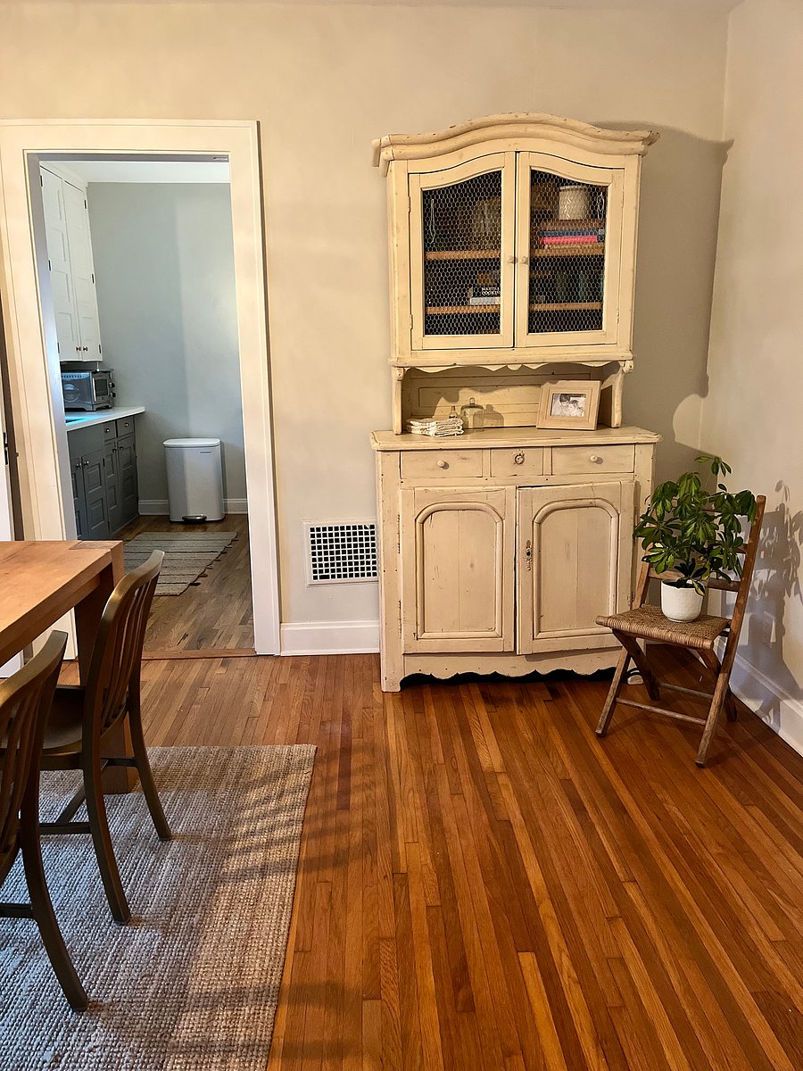 View from dining room into kitchen.