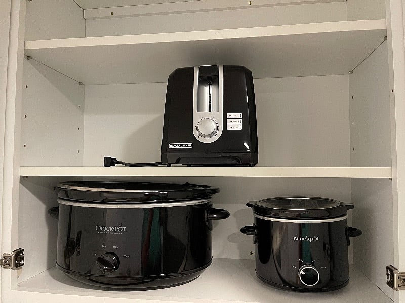 Smaller appliances in the cabinets, too.