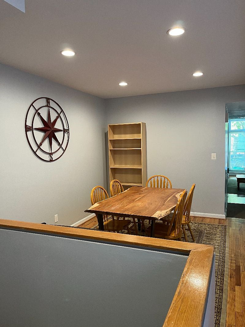Dining room with live edge table