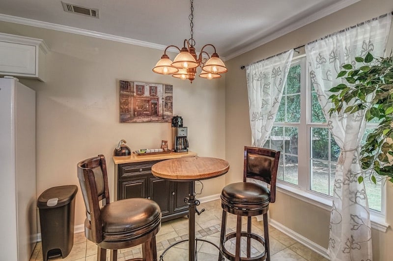 Breakfast area with coffee station.