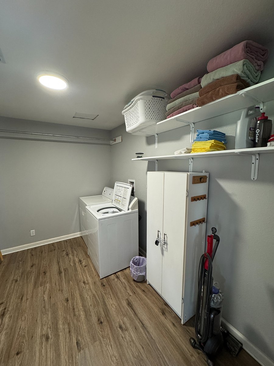 Laundry room - washer/dryer, extra towels, cleaning supplies.