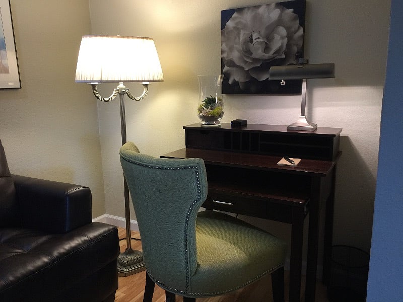 desk with pullout for laptop.