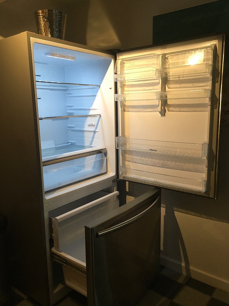 large fridge and pull out freezer w two large drawers, we keep it stocked with purified ice cubes