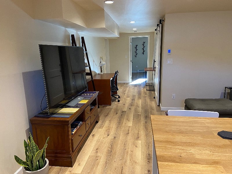 Smart TV in living / kitchen area