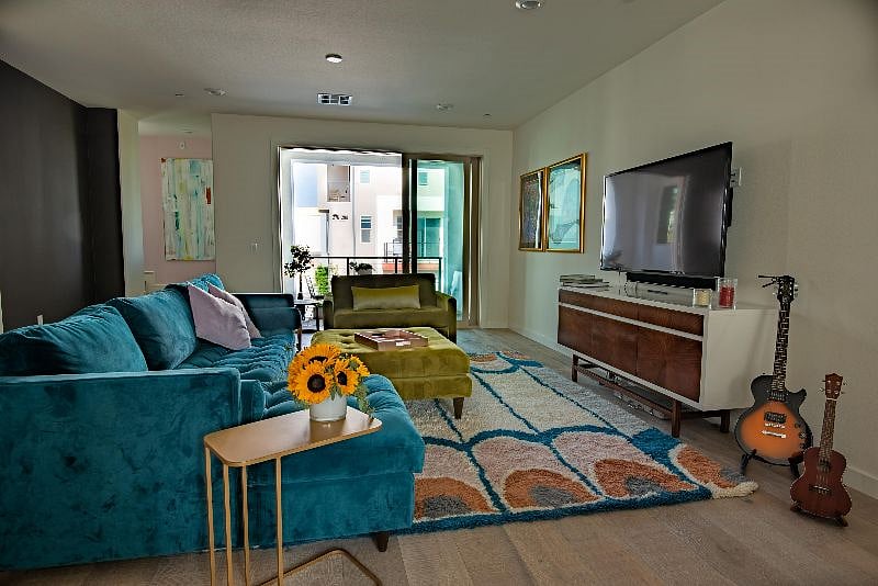 Shared living room and patio on second floor