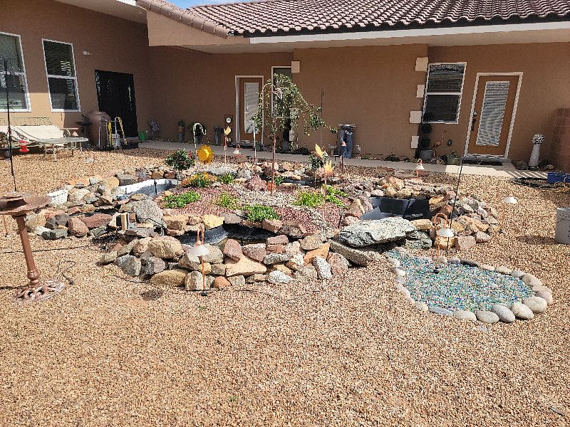 Outdoor courtyard by day