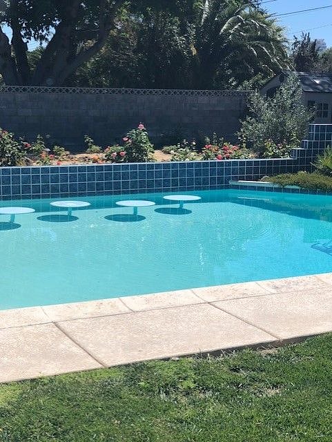 Large solar heated salt water pool