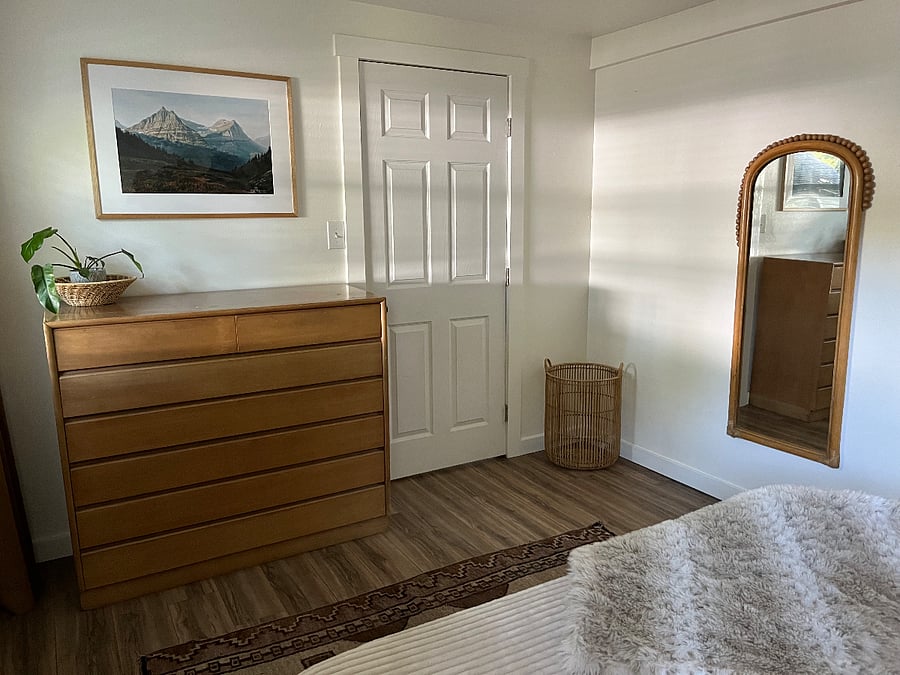 Dresser and full-length mirror.
