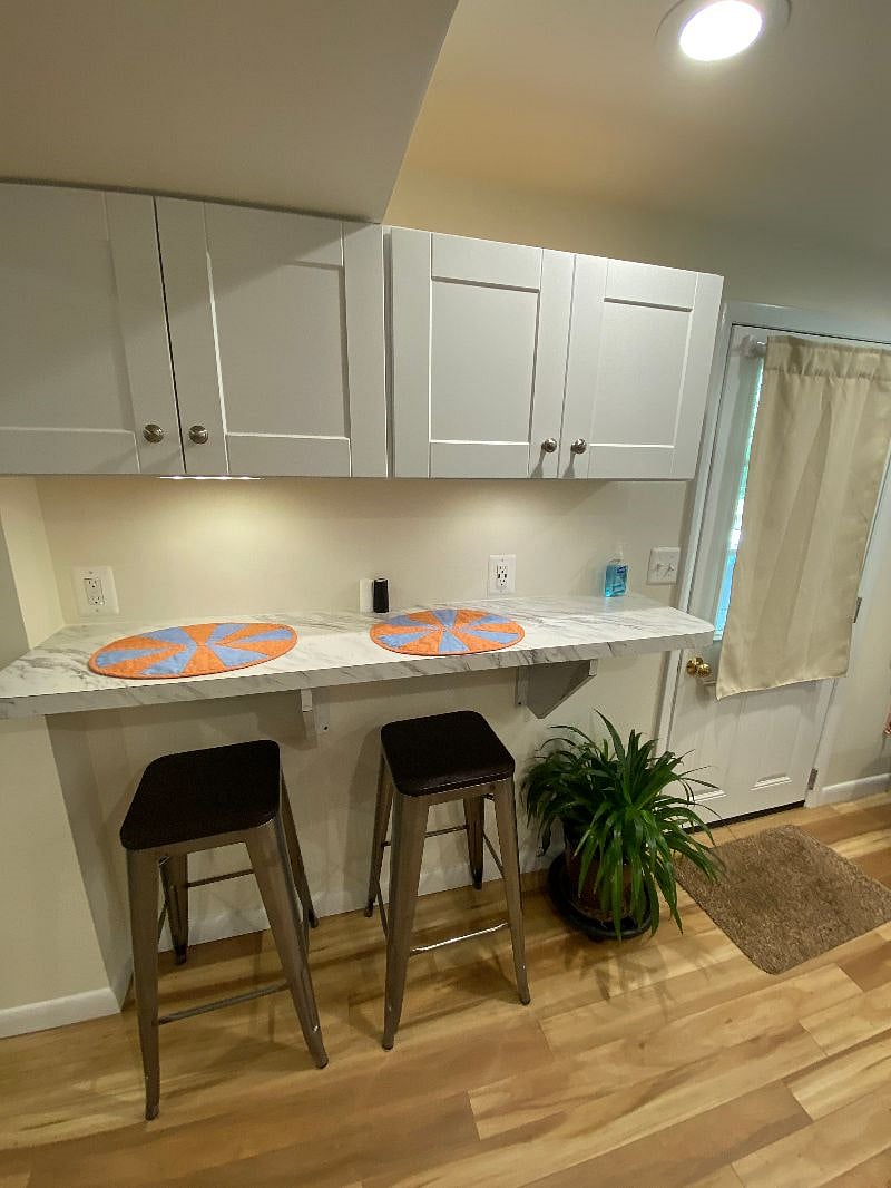 Pantry cabinets and bar for eating