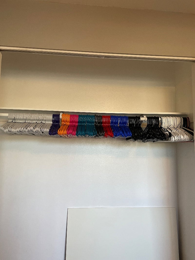 Closet. Some hangers will be provided, not all.