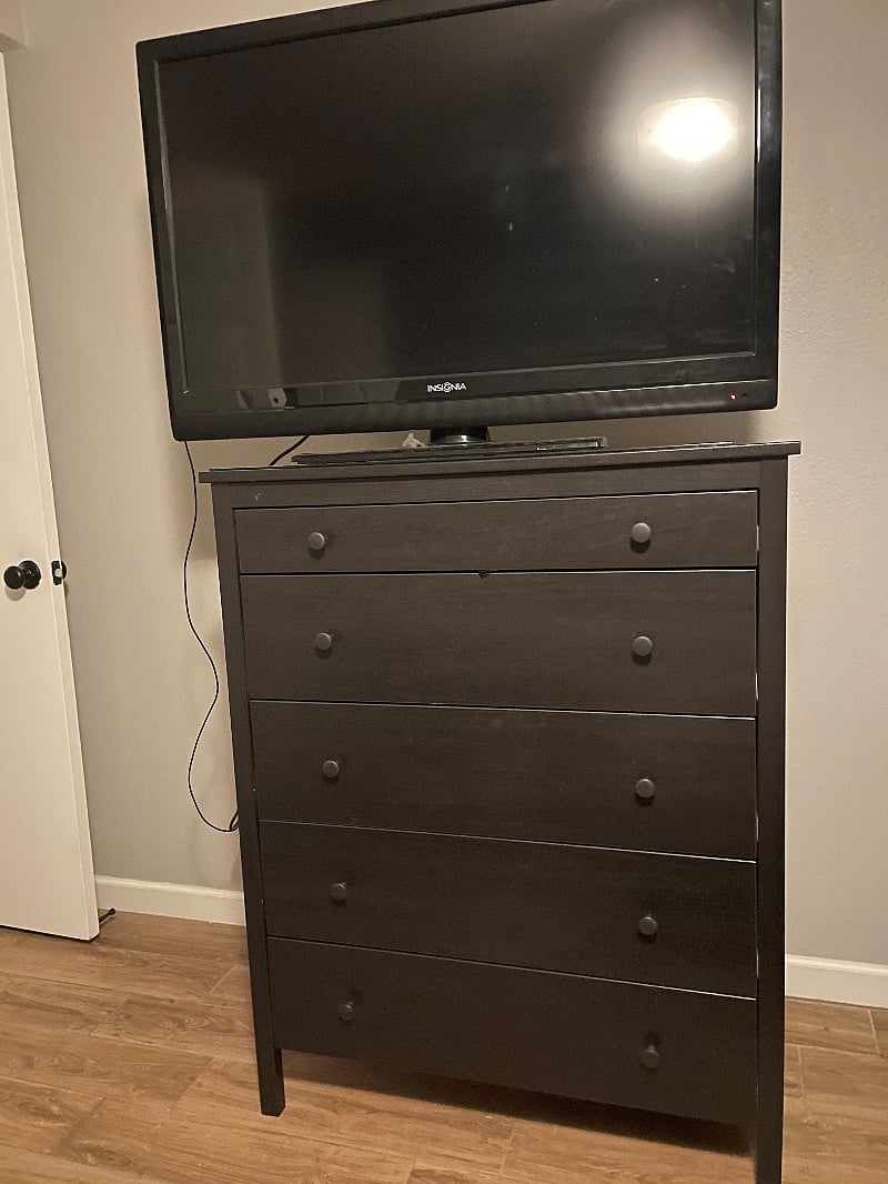 Dresser and tv.