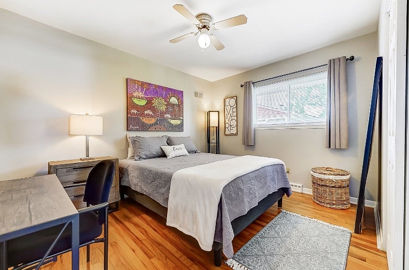 Queen Size Bed with workspace.