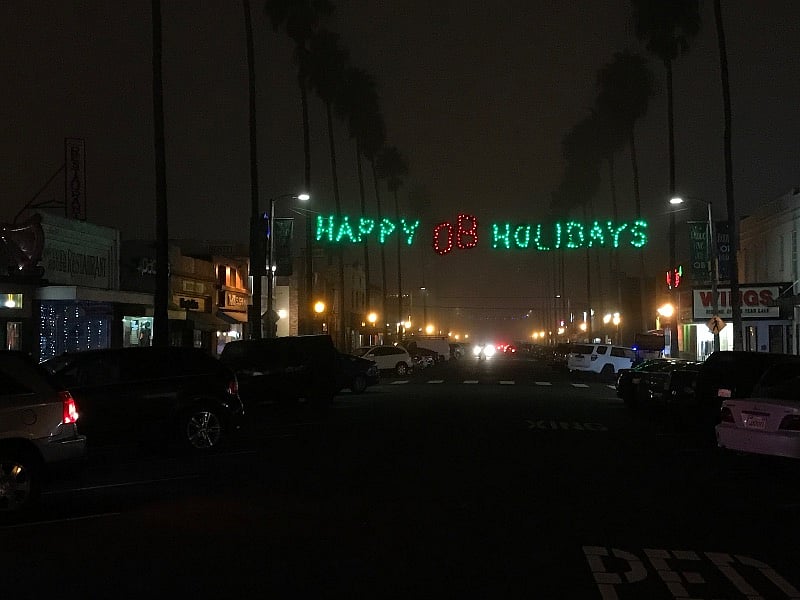 View of Newport Avenue during the holidays: Happy OB Holidays!