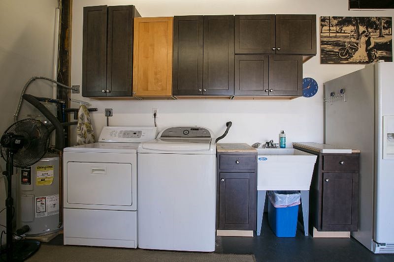 Laundry and Cabinet Storage in Garage