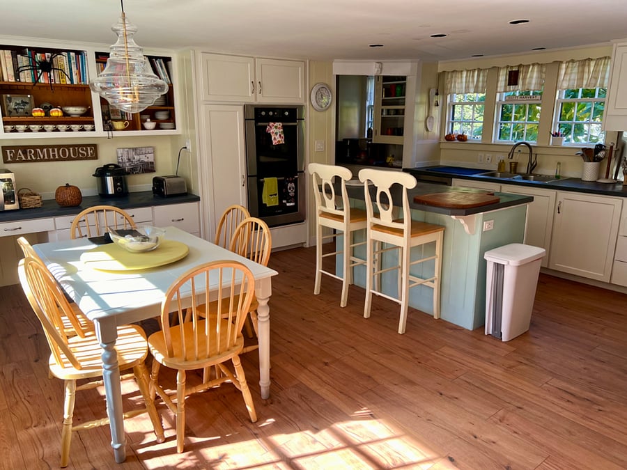 We have a large, sunny kitchen
