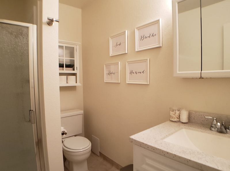 Master bedroom Private Restroom with stand-up shower.