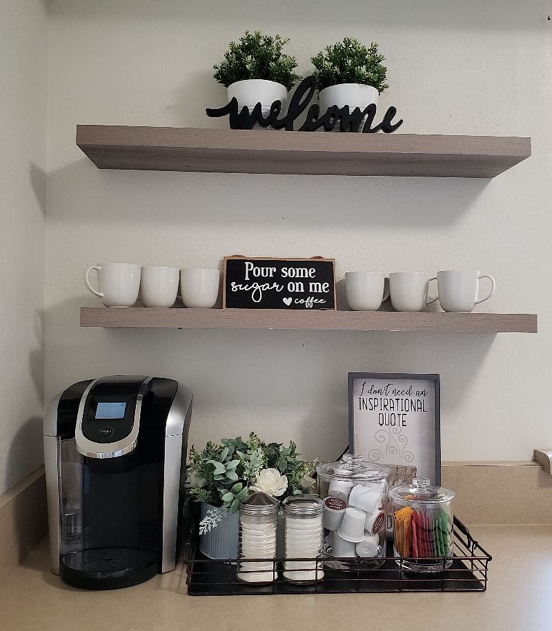 Keurig Coffee area allowing quick and fresh coffee through out the day as needed.