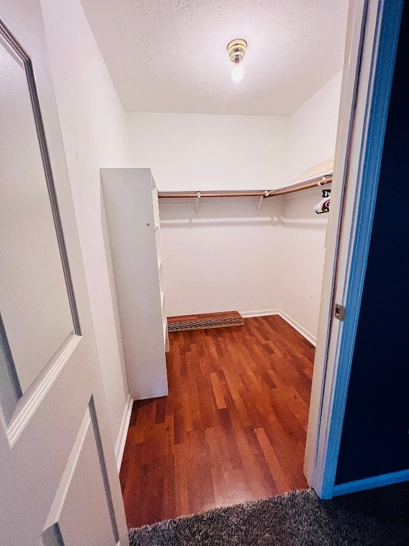 walk-in closet in master bedroom