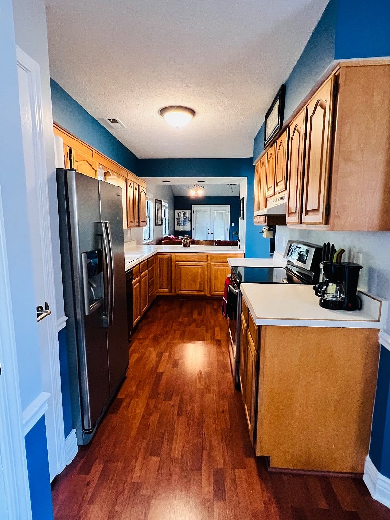 Kitchen into living room