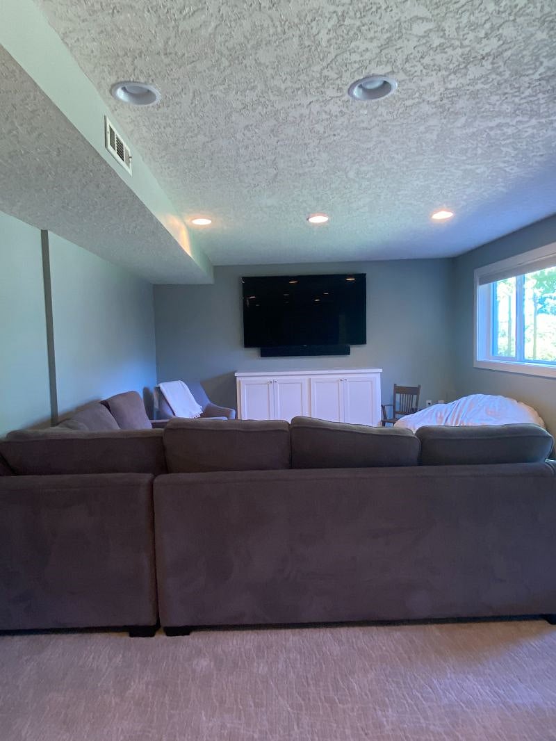 Your own family room with cable tv. Sofa has a pullout full sized bed.