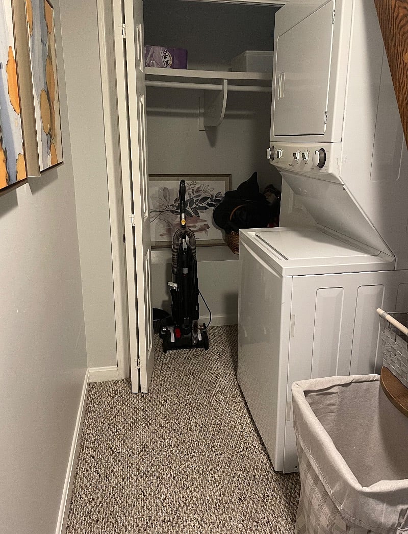 Laundry area with
Extra closet space