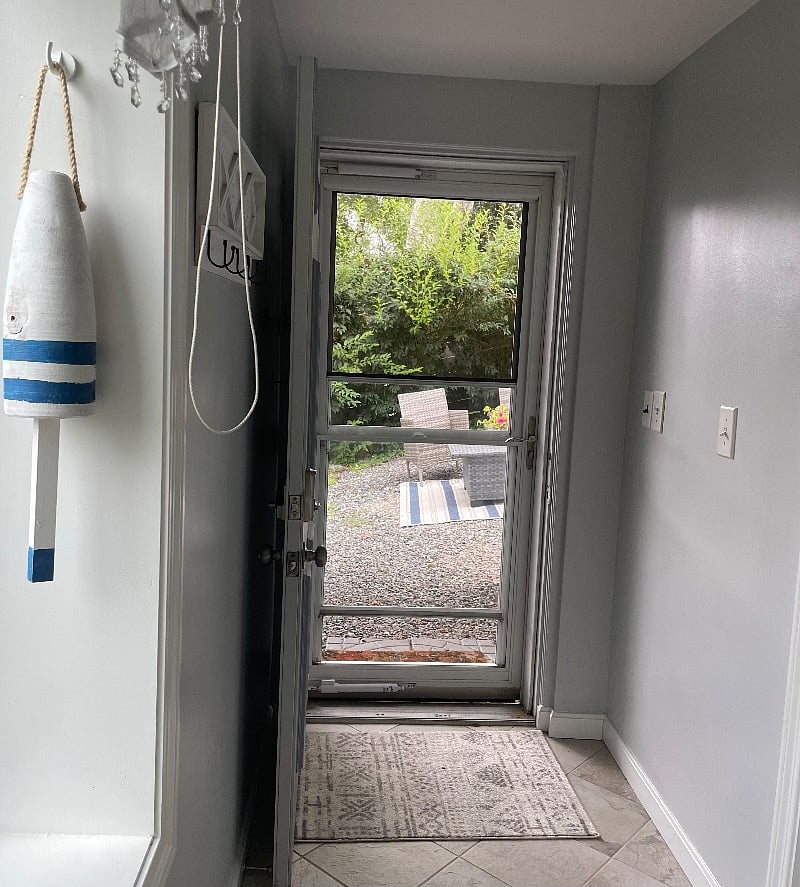 Private entry. Patio in background.