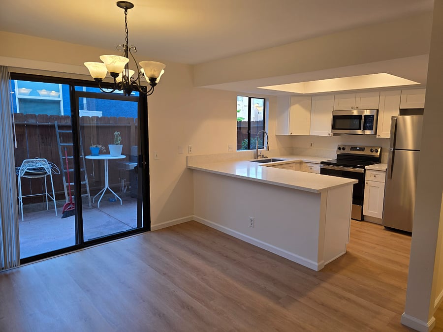 Brand new kitchen with new appliances, cabinets, includes a dishwasher, large basin sink, and plenty of storage space