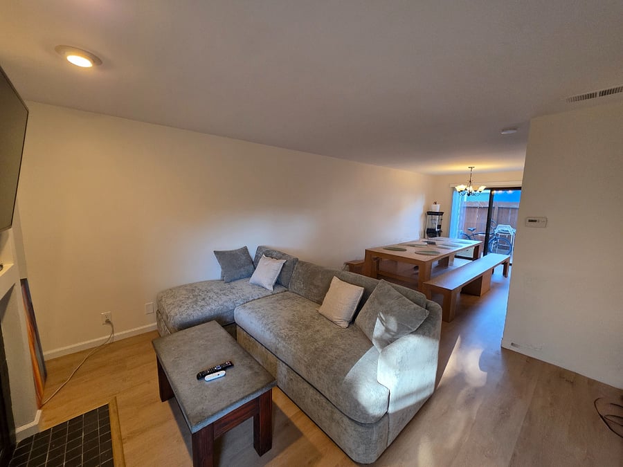 Brand new couch and dining room table set that collapses