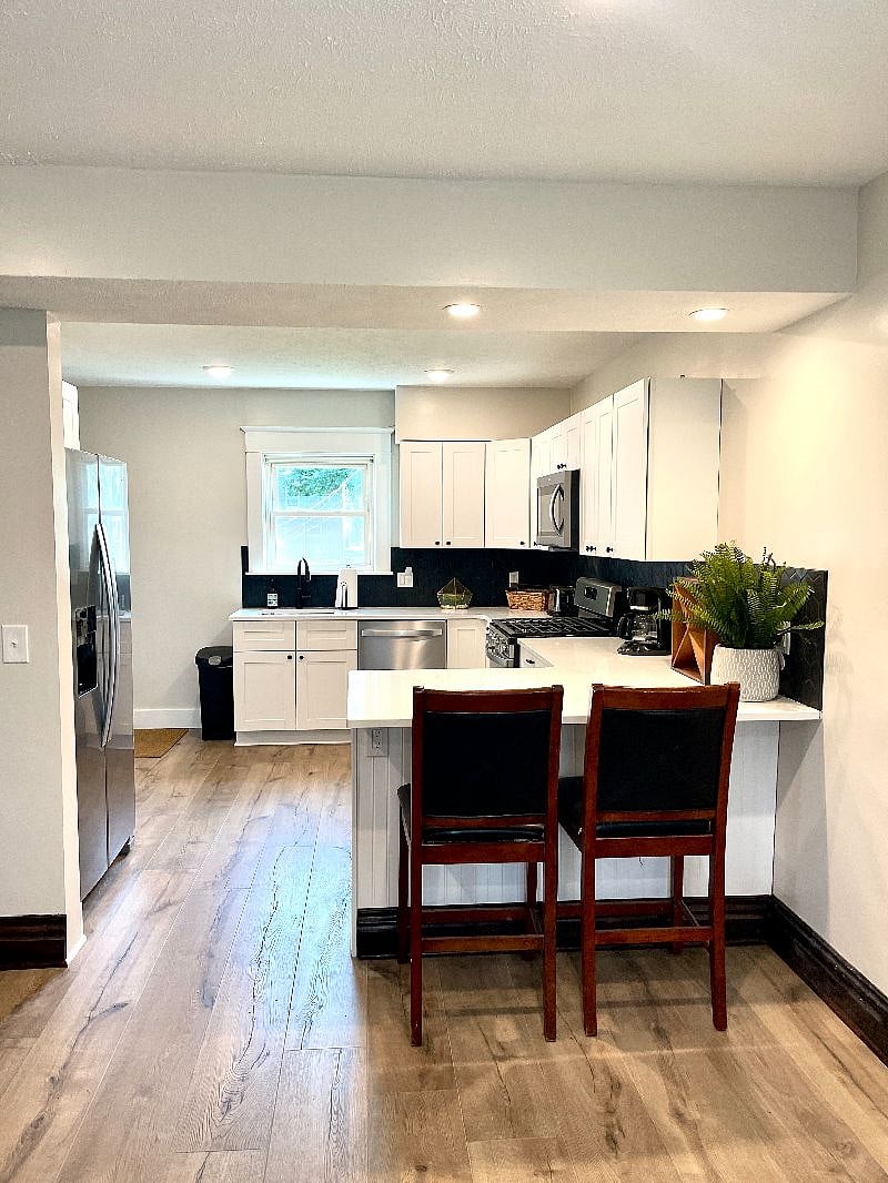 View into kitchen