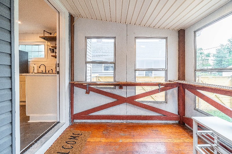 Mudroom and back door of the house
