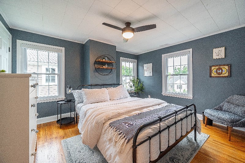 Blue guest bedroom