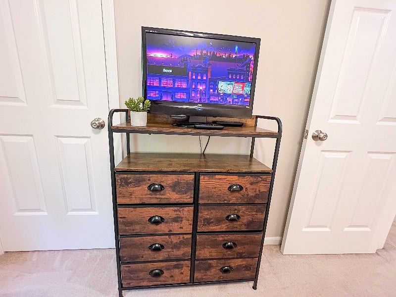 Dresser & TV with ROKU for streaming from the comfort of your own bed!