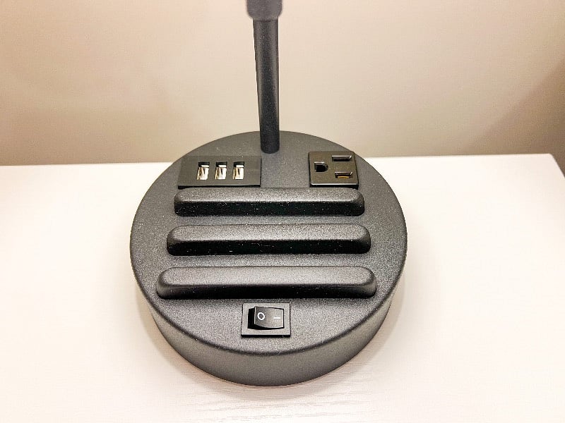 Multi-port charging station located on the base of each nightlight on your bedside table!