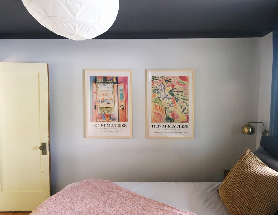 Primary - king bed, closet (divided by wall into two closet sections on the left and right), black out curtains, full length mirror