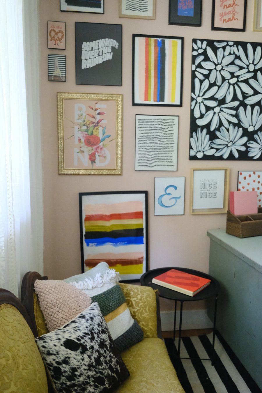 Office - large desk, office chair, small chaise, backyard facing