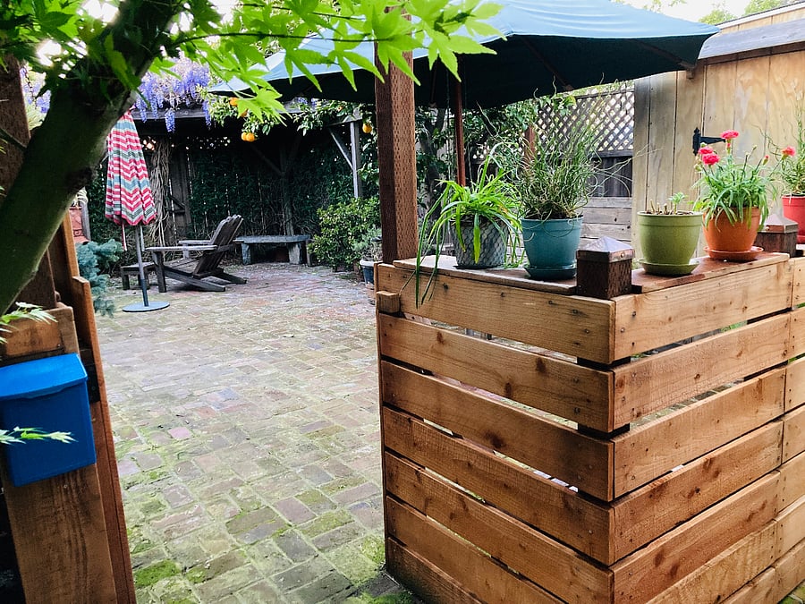 Gate into garden and studio