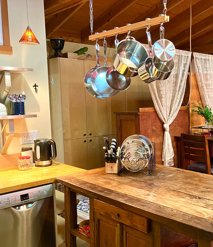 Spacious counters provide laundry folding space