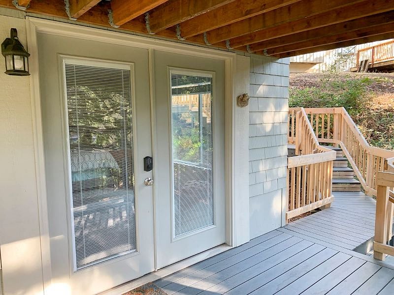 Private entrance with keypad lock